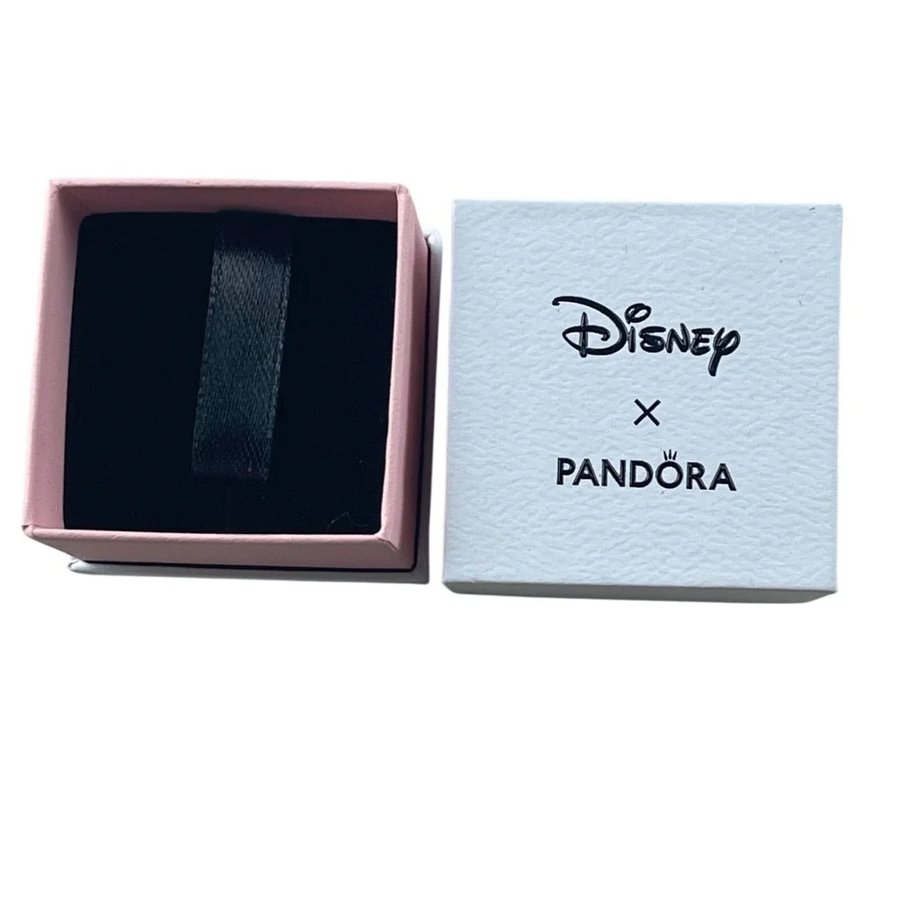 Disney x Pandora Jewelry Gift Box White‎ Pink Black Square Charm Ring Box